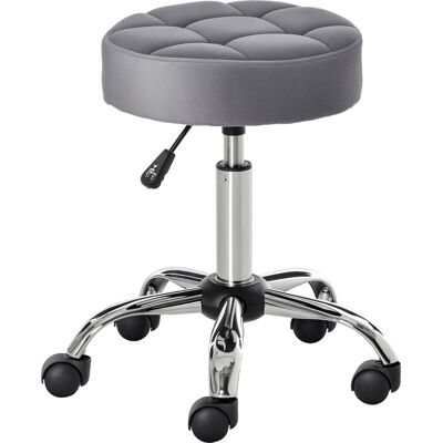 ARRIGONI Tabouret De Salon A Roulettes Reglable Pivotant Velours Gris Clair 35 X 35 X 49-61 Cm - Publicité ARRIGONI Tabouret De Salon A Roulettes Reglable Pivotant Velours Gris Clair 35 X 35 X 49-61 Cm - Publicité