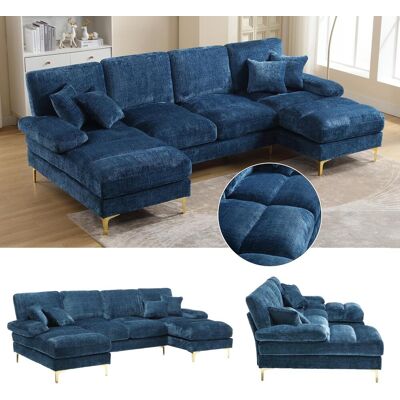 OEM Grand Canapé D'Angle Moderne En Chenille En Forme De U Avec Double Méridienne, Idéal Pour Les Salons, Les Chambres, Les Bureaux, Les Appartements, Les Villas, Les Espaces Près De La Cheminée, Etc. Publicité OEM Grand Canapé D'Angle Moderne En Chenille En Forme De U Avec Double Méridienne, Idéal Pour Les Salons, Les Chambres, Les Bureaux, Les Appartements, Les Villas, Les Espaces Près De La Cheminée, Etc. Publicité