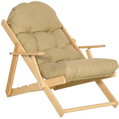 OEM Fauteuil Chaise De Salon Pliable Et Inclinable En Bois Fauteuil Relax Confortable Avec Coussin Capitonné Épais - 71 X 89 X 96 Cm Marron Clair - Publicité OEM Fauteuil Chaise De Salon Pliable Et Inclinable En Bois Fauteuil Relax Confortable Avec Coussin Capitonné Épais - 71 X 89 X 96 Cm Marron Clair - Publicité