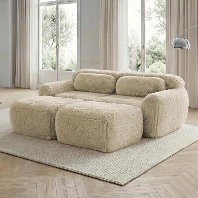 OEM Canapés Cloud Sans Os, Tissu Peluche Doux, Canapé-lit Modulable Avec 2 Poufs, Canapé Deux Places, Aucun Assemblage Requis, Canapé Confortable Pour Le Salon, Kaki Clair - Publicité OEM Canapés Cloud Sans Os, Tissu Peluche Doux, Canapé-lit Modulable Avec 2 Poufs, Canapé Deux Places, Aucun Assemblage Requis, Canapé Confortable Pour Le Salon, Kaki Clair - Publicité