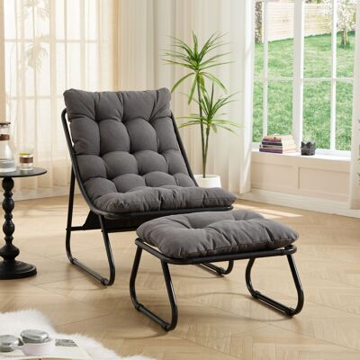 ALMASTORE Chaise Lounge D’extérieur Pour Patio Avec Ottoman, Fauteuil Inclinable Confortable À Sangle Avec Coussin Moelleux Et Repose-pieds, Idéale Pour Le Salon, La Chambre, La Salle De Lecture, Structure Noir - Publicité ALMASTORE Chaise Lounge D’extérieur Pour Patio Avec Ottoman, Fauteuil Inclinable Confortable À Sangle Avec Coussin Moelleux Et Repose-pieds, Idéale Pour Le Salon, La Chambre, La Salle De Lecture, Structure Noir - Publicité