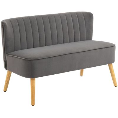 OEM Canapé 2 Places Style Rétro, Pieds En Bois, 117 Cm X 56,5 Cm X 77 Cm, Gris Foncé - Publicité OEM Canapé 2 Places Style Rétro, Pieds En Bois, 117 Cm X 56,5 Cm X 77 Cm, Gris Foncé - Publicité