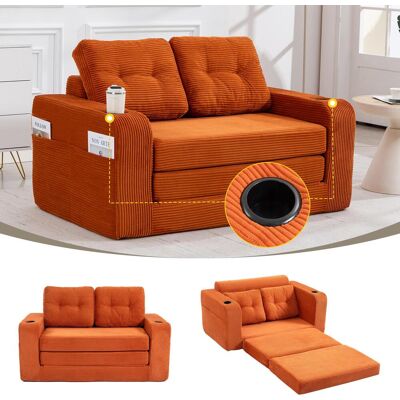 OEM Canapé Deux Places En Velours Côtelé Avec Porte-gobelets Et Poches Latérales, Pouf Double Convertible, Canapé Deux Places Sans Cadre Avec Coussins Et Dossier Matelassés, Grand Pouf (velours Côtelé Ora - Publicité OEM Canapé Deux Places En Velours Côtelé Avec Porte-gobelets Et Poches Latérales, Pouf Double Convertible, Canapé Deux Places Sans Cadre Avec Coussins Et Dossier Matelassés, Grand Pouf (velours Côtelé Ora - Publicité
