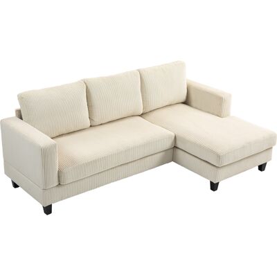 OEM Canapé De Angle En Velours Côtelé 3 Places Avec Méridienne Et Coussin À Ressorts Épais Largeur 214 Cm Beige - Publicité OEM Canapé De Angle En Velours Côtelé 3 Places Avec Méridienne Et Coussin À Ressorts Épais Largeur 214 Cm Beige - Publicité