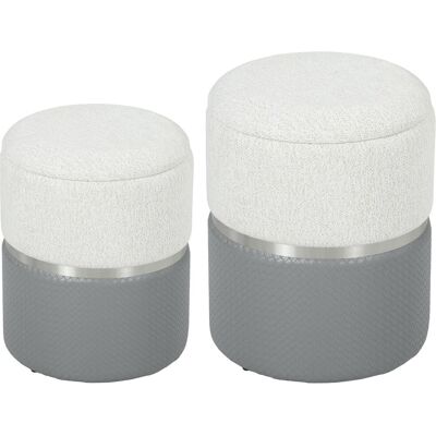 OEM Ensemble De 2 Poufs De Rangement Revêtus De Chenille Et De Polyuréthane, Assise Rembourrée, Pour Entrée Ou Chambre, Gris Et Crème. Publicité OEM Ensemble De 2 Poufs De Rangement Revêtus De Chenille Et De Polyuréthane, Assise Rembourrée, Pour Entrée Ou Chambre, Gris Et Crème. Publicité