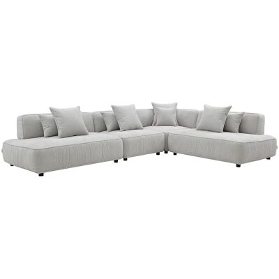 VENTE-UNIQUE Canapé D'Angle Modulable En Tissu Chenille Gris Clair Lelaco - Publicité VENTE-UNIQUE Canapé D'Angle Modulable En Tissu Chenille Gris Clair Lelaco - Publicité