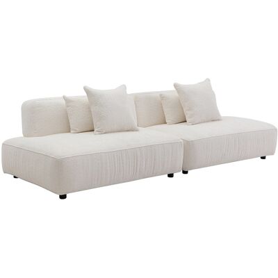 VENTE-UNIQUE Canapé 5 Places Ouvert Modulable En Tissu Bouclette Blanc Cassé Lelaco - Publicité VENTE-UNIQUE Canapé 5 Places Ouvert Modulable En Tissu Bouclette Blanc Cassé Lelaco - Publicité