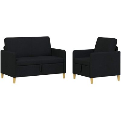 Canapé Avec Rangement 2 Pcs Noir Polyester Vidaxl - Publicité Canapé Avec Rangement 2 Pcs Noir Polyester Vidaxl - Publicité