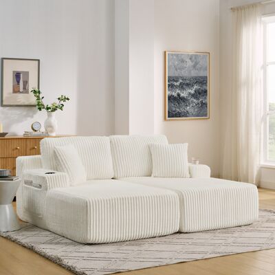 ACKERMAN Canapé Lit Relaxant 2 Places, Fauteuil De Relaxation, Tissu Cord Doux, Avec Poche Latérale Pour Magazines, Porte-gobelets Et Coussins, Adapté Pour Salon, Salle De Jeu, Bureau, Chambre D'Amis Et Appart - Publicité ACKERMAN Canapé Lit Relaxant 2 Places, Fauteuil De Relaxation, Tissu Cord Doux, Avec Poche Latérale Pour Magazines, Porte-gobelets Et Coussins, Adapté Pour Salon, Salle De Jeu, Bureau, Chambre D'Amis Et Appart - Publicité