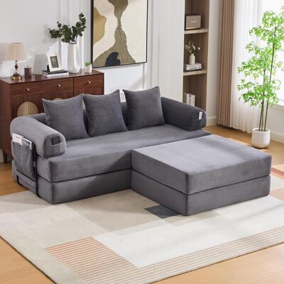 OEM Canapé Modulable En Velours Côtelé Avec Pouf, Structure Métallique Robuste, Poche Latérale Et 3 Coussins Confortables – Rembourrage Extra Épais Pour Un Confort Accru, Combinable À Volonté Et Polyvalen - Publicité OEM Canapé Modulable En Velours Côtelé Avec Pouf, Structure Métallique Robuste, Poche Latérale Et 3 Coussins Confortables – Rembourrage Extra Épais Pour Un Confort Accru, Combinable À Volonté Et Polyvalen - Publicité