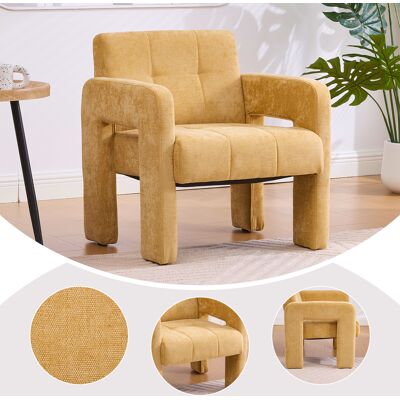 ACKERMAN Modern Minimalist Casual Single Armchair Living Room, Bedroom, Office Area Upholstered Chair Comfortable Padded Armchair Nordic Style Casual Seating(gelber Chenille) - Publicité ACKERMAN Modern Minimalist Casual Single Armchair Living Room, Bedroom, Office Area Upholstered Chair Comfortable Padded Armchair Nordic Style Casual Seating(gelber Chenille) - Publicité