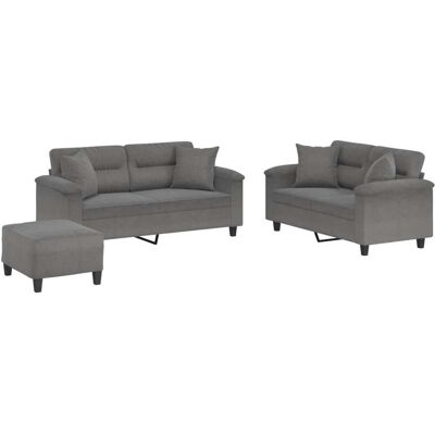 Maison Exclusive - Ensemble De Canapés 3 Pcs Coussins Gris Foncé Tissu Microfibre - Publicité Maison Exclusive - Ensemble De Canapés 3 Pcs Coussins Gris Foncé Tissu Microfibre - Publicité