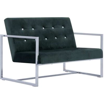 DESIGN IN Canapé Sofa 2 Places Avec Accoudoirs Vert Foncé Chrome Et Velours - Publicité DESIGN IN Canapé Sofa 2 Places Avec Accoudoirs Vert Foncé Chrome Et Velours - Publicité