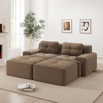 OEM Canapé Modulable Cloud En Forme De U, Sans Structure, Confortable En Velours Côtelé, Avec Pouf, Canapé Modulable 2 Places, Canapé 2 Places Avec Assise Profonde Pour Salon, Canapé Livré Monté, Marron - Publicité OEM Canapé Modulable Cloud En Forme De U, Sans Structure, Confortable En Velours Côtelé, Avec Pouf, Canapé Modulable 2 Places, Canapé 2 Places Avec Assise Profonde Pour Salon, Canapé Livré Monté, Marron - Publicité