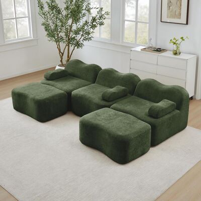 OEM Canapé D'Angle Modulable Trois Places En Forme De U, Sans Structure, Avec Deux Repose-pieds, Mousse Haute Densité 32d, Design Ondulé, - Publicité OEM Canapé D'Angle Modulable Trois Places En Forme De U, Sans Structure, Avec Deux Repose-pieds, Mousse Haute Densité 32d, Design Ondulé, - Publicité