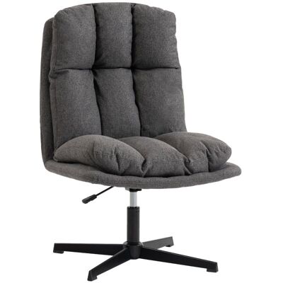 YULINLAND Fauteuil Pivotant Sans Accoudoirs En Tissu Aspect Lin Gris Foncé, Large Assise Et Pieds Métalliques Pour Salon Et Lecture - Publicité YULINLAND Fauteuil Pivotant Sans Accoudoirs En Tissu Aspect Lin Gris Foncé, Large Assise Et Pieds Métalliques Pour Salon Et Lecture - Publicité