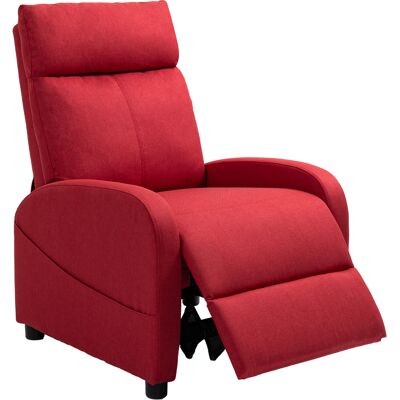 ARRIGONI Fauteuil Relax Inclinable Manuel Avec Repose-pieds Tissu Effet Lin Rouge - Publicité ARRIGONI Fauteuil Relax Inclinable Manuel Avec Repose-pieds Tissu Effet Lin Rouge - Publicité