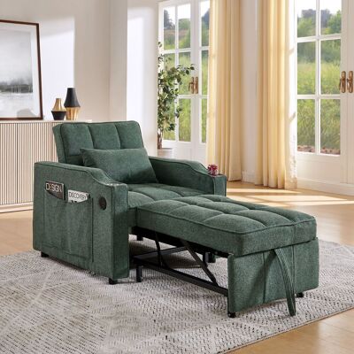 DEVOKO Fauteuil-lit 3 En 1 Vert 190cm Usb / Type-c, Porte-gobelet Inox, Dossier 3 Positions, Parfait Pour Petits Espaces - Publicité DEVOKO Fauteuil-lit 3 En 1 Vert 190cm Usb / Type-c, Porte-gobelet Inox, Dossier 3 Positions, Parfait Pour Petits Espaces - Publicité