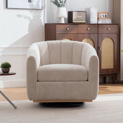MIDUODUO Ottoman Chenille Moderne Base Métallique Pivotante 360° Fauteuil Rembourré Pompons Salon Chambre Beige. Publicité MIDUODUO Ottoman Chenille Moderne Base Métallique Pivotante 360° Fauteuil Rembourré Pompons Salon Chambre Beige. Publicité