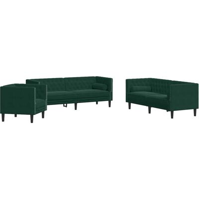 Maison Exclusive - Ensemble De Canapé Chesterfield Et Traversins 3 Pcs Vert Foncé - Publicité Maison Exclusive - Ensemble De Canapé Chesterfield Et Traversins 3 Pcs Vert Foncé - Publicité