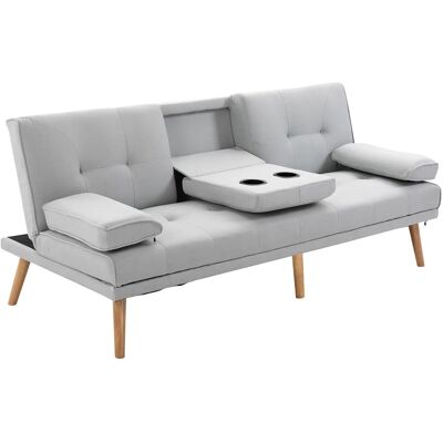 ACKERMAN Canapé-lit, Canapé Convertible Confortable, 3 Places, Canapé-lit, Lin, Gris Clair, 181x77x72cm - Publicité ACKERMAN Canapé-lit, Canapé Convertible Confortable, 3 Places, Canapé-lit, Lin, Gris Clair, 181x77x72cm - Publicité