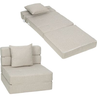 OEM Fauteuil Relax Convertible En Lit 1 Place Avec 1 Coussin Déhoussable, Revêtement Tissu Beige - Publicité OEM Fauteuil Relax Convertible En Lit 1 Place Avec 1 Coussin Déhoussable, Revêtement Tissu Beige - Publicité