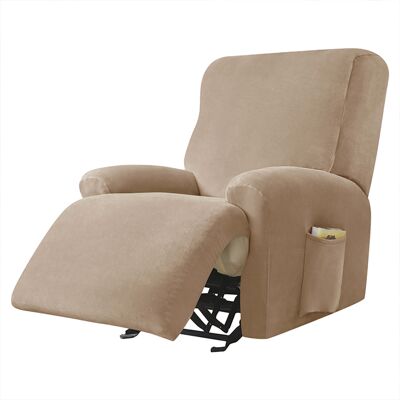 OEM Housse Pour Fauteuil Relax Avec Repose-pieds Extensible (4 Parties), Velours, Beige, Cappuccino - Publicité OEM Housse Pour Fauteuil Relax Avec Repose-pieds Extensible (4 Parties), Velours, Beige, Cappuccino - Publicité