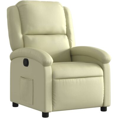 Maison Exclusive - Fauteuil Inclinable Crème Cuir Véritable - Publicité Maison Exclusive - Fauteuil Inclinable Crème Cuir Véritable - Publicité