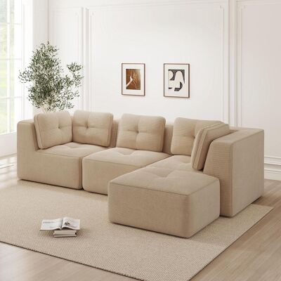 OEM Canapé D'Angle En L Sans Cadre, Canapé D'Angle Modulable, Canapé D'Angle Avec Repose-pieds, Canapé Modulable En Velours Côtelé, Canapé Trois Places En Velours Côtelé, Assise Profonde, - Publicité OEM Canapé D'Angle En L Sans Cadre, Canapé D'Angle Modulable, Canapé D'Angle Avec Repose-pieds, Canapé Modulable En Velours Côtelé, Canapé Trois Places En Velours Côtelé, Assise Profonde, - Publicité