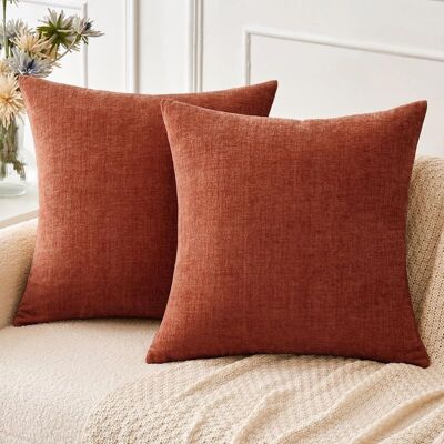 Vision Lot De 2 Housses De Coussin De Canapé 45 X 45 Cm, En Chenille Orange Brûlé Doux Pour Canapé, Salon, Taies D'Oreiller Teintées Unies - Publicité Vision Lot De 2 Housses De Coussin De Canapé 45 X 45 Cm, En Chenille Orange Brûlé Doux Pour Canapé, Salon, Taies D'Oreiller Teintées Unies - Publicité