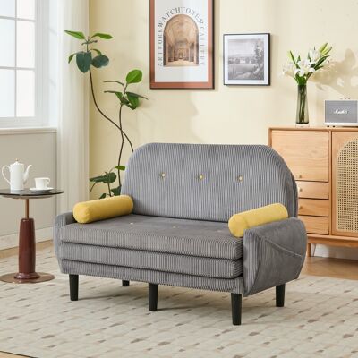DREAMMESPACE Canapé Convertible 2 Places - 133.5x77x85cm - Fauteuil Inclinable Avec Espace De Rangement - En Velours Côtelé Gris - Publicité DREAMMESPACE Canapé Convertible 2 Places - 133.5x77x85cm - Fauteuil Inclinable Avec Espace De Rangement - En Velours Côtelé Gris - Publicité