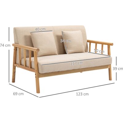 Acavallo Canapé Deux Places — Comprend 2 Coussins Lombaires — Design Rembourré — Structure En Bois — Tissu À L'Aspect Lin — Un Canapé Compact Conçu Spécifiquement Pour Les Petits Espaces — Beige. Publicité Acavallo Canapé Deux Places — Comprend 2 Coussins Lombaires — Design Rembourré — Structure En Bois — Tissu À L'Aspect Lin — Un Canapé Compact Conçu Spécifiquement Pour Les Petits Espaces — Beige. Publicité