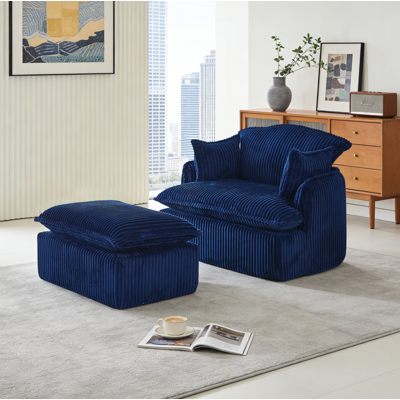 BEAOK Canapé 1 Place En Tissu Flanelle Bleu Avec Repose-pieds, 115x89x77 Cm, Design Compact Sans Montage - Publicité BEAOK Canapé 1 Place En Tissu Flanelle Bleu Avec Repose-pieds, 115x89x77 Cm, Design Compact Sans Montage - Publicité