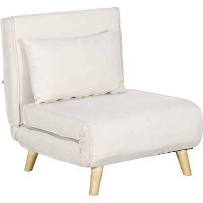 ARRIGONI Fauteuil Convertible 2 En 1 Chauffeuse Lit 1 Place Dossier Réglable Pieds En Bois Et Coussin - Publicité ARRIGONI Fauteuil Convertible 2 En 1 Chauffeuse Lit 1 Place Dossier Réglable Pieds En Bois Et Coussin - Publicité