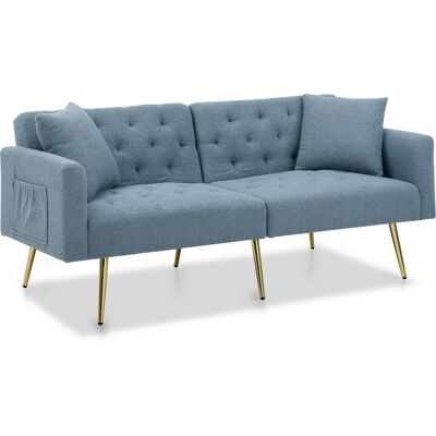 ALMASTORE Canapé 2 Places Moderne En Teddy Bouclé, Dossier Réglable Sur 3 Niveaux, 2 Coussins Inclus, Pieds Métalliques Stables, Doux Et Confortable Pour Salon, Appartement En Location, Petit Appartement, Bleu - Publicité ALMASTORE Canapé 2 Places Moderne En Teddy Bouclé, Dossier Réglable Sur 3 Niveaux, 2 Coussins Inclus, Pieds Métalliques Stables, Doux Et Confortable Pour Salon, Appartement En Location, Petit Appartement, Bleu - Publicité