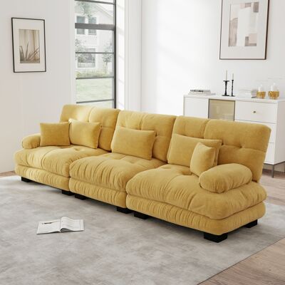 ARRIGONI Canapé D’angle Modulaire 3 Places Avec Assise Profonde, Canapé-lit En Chenille, Rembourré Confortablement Pour Salon, Appartement, Studio, Bureau, Jaune - Publicité ARRIGONI Canapé D’angle Modulaire 3 Places Avec Assise Profonde, Canapé-lit En Chenille, Rembourré Confortablement Pour Salon, Appartement, Studio, Bureau, Jaune - Publicité