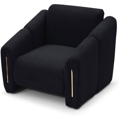 MENZZO Fauteuil Design Maximilien Métal Doré Et Velours Côtelé Noir - Publicité MENZZO Fauteuil Design Maximilien Métal Doré Et Velours Côtelé Noir - Publicité