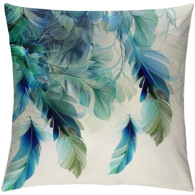 OEM Taie D'Oreiller Carrée À Motif Floral Réaliste De Plumes De Paon Et De Feuilles Bleues Scintillantes. Idéale Pour Décorer Coussins, Lits, Canapés, Etc. Publicité OEM Taie D'Oreiller Carrée À Motif Floral Réaliste De Plumes De Paon Et De Feuilles Bleues Scintillantes. Idéale Pour Décorer Coussins, Lits, Canapés, Etc. Publicité
