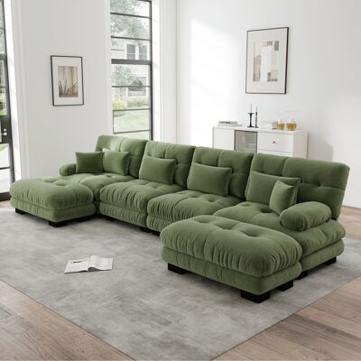 ARRIGONI Canapé D'Angle Modulaire, Ensemble De Canapé En U Pour Salon, Canapé Cloud Confortable 4 Places Avec Ottomane Mobile, Combinaison Diy, Chenille, Vert - Publicité ARRIGONI Canapé D'Angle Modulaire, Ensemble De Canapé En U Pour Salon, Canapé Cloud Confortable 4 Places Avec Ottomane Mobile, Combinaison Diy, Chenille, Vert - Publicité