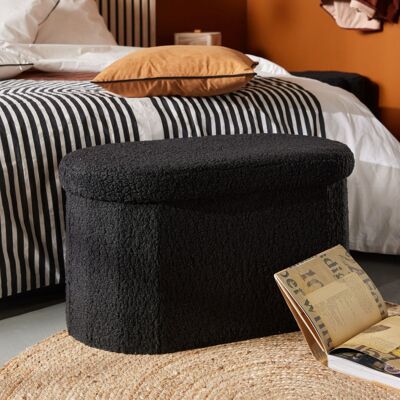 Banc Coffre Pliable Ovale Bouclette "teddy Moka" La Factory - Teddy Moka Fusain - Teddy Moka Fusain - - Publicité Banc Coffre Pliable Ovale Bouclette "teddy Moka" La Factory - Teddy Moka Fusain - Teddy Moka Fusain - - Publicité