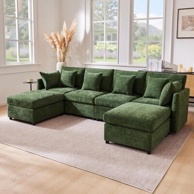 OEM Canapé Modulable, Convertible En U Et En L, Avec 2 Poufs Et 6 Coussins, Ensemble De Canapé Moderne En Tissu Chenille, Idéal Pour Les Salons, Appartements Et Autres Espaces De Vie. Vidéo Disponible. Co - Publicité OEM Canapé Modulable, Convertible En U Et En L, Avec 2 Poufs Et 6 Coussins, Ensemble De Canapé Moderne En Tissu Chenille, Idéal Pour Les Salons, Appartements Et Autres Espaces De Vie. Vidéo Disponible. Co - Publicité