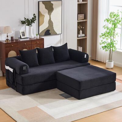 OEM Canapé-lit Modulable En Velours Côtelé Avec Pouf, Structure Métallique Robuste, Poche Latérale Et 3 Coussins Confortables – Rembourrage Extra Épais Pour Un Confort Accru, Combinable À Volonté Et Polyv - Publicité OEM Canapé-lit Modulable En Velours Côtelé Avec Pouf, Structure Métallique Robuste, Poche Latérale Et 3 Coussins Confortables – Rembourrage Extra Épais Pour Un Confort Accru, Combinable À Volonté Et Polyv - Publicité