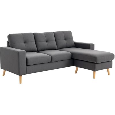 OEM Canapé D'Angle De Style Scandinave, Capitonné, En Bois Massif Aspect Lin, Gris - Publicité OEM Canapé D'Angle De Style Scandinave, Capitonné, En Bois Massif Aspect Lin, Gris - Publicité