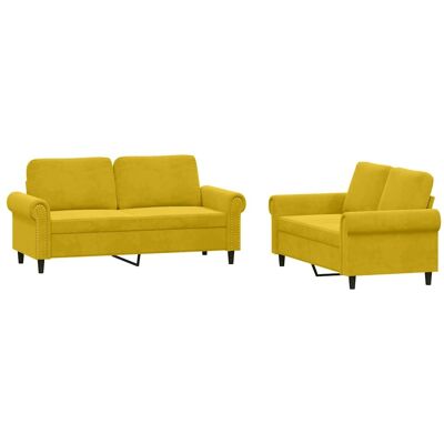 Maison Exclusive - Ensemble De Canapés 2 Pcs Avec Coussins Jaune Velours - Publicité Maison Exclusive - Ensemble De Canapés 2 Pcs Avec Coussins Jaune Velours - Publicité