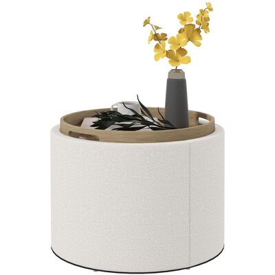 OEM Pouf En Tissu — Revêtement En Lin, Rangement Dissimulé, Couvercle Réversible — 56 Cm X 56 Cm X 42 Cm — Crème + Finition Bois Naturel - Publicité OEM Pouf En Tissu — Revêtement En Lin, Rangement Dissimulé, Couvercle Réversible — 56 Cm X 56 Cm X 42 Cm — Crème + Finition Bois Naturel - Publicité