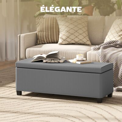 OEM Banc Rangement Bout De Lit Velours Côtelé Couvercle Salon Chambre Entrée 112x42x40 Cm Gris - Publicité OEM Banc Rangement Bout De Lit Velours Côtelé Couvercle Salon Chambre Entrée 112x42x40 Cm Gris - Publicité