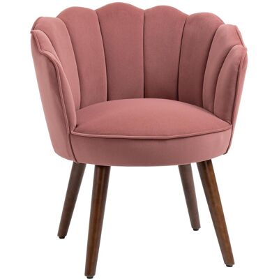 OEM Homcom Fauteuil Coquillage Fauteuil De Salon Chambre Avec Dossier Et Coussin Aspect Velours Pieds En Bois Hévéa Dim. 66l X 66l X 78,5h Cm, Rose - Publicité OEM Homcom Fauteuil Coquillage Fauteuil De Salon Chambre Avec Dossier Et Coussin Aspect Velours Pieds En Bois Hévéa Dim. 66l X 66l X 78,5h Cm, Rose - Publicité
