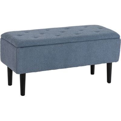 DESIGN IN Banc De Rangement Coffre De Rangement Revêtement Bouclette, Pieds En Bois De Caoutchouc 95 X 38 X 45 Cm Bleu - Publicité DESIGN IN Banc De Rangement Coffre De Rangement Revêtement Bouclette, Pieds En Bois De Caoutchouc 95 X 38 X 45 Cm Bleu - Publicité