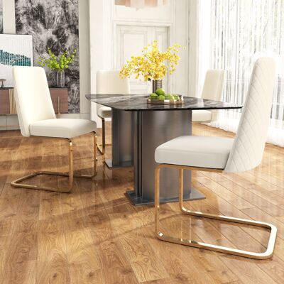 ALLAUVE Lot De 2 Fauteuils De Salon En Velours Beige, Dossier En Forme De Diamant, Piètement Métallique Doré, Design Chic Pour Salle À Manger - Publicité ALLAUVE Lot De 2 Fauteuils De Salon En Velours Beige, Dossier En Forme De Diamant, Piètement Métallique Doré, Design Chic Pour Salle À Manger - Publicité