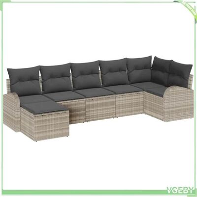 OEM Ensemble De Canapé De Jardin - Fafeicy - Modulaire - Gris Clair - Poly Rattan - 7 Pièces - Publicité OEM Ensemble De Canapé De Jardin - Fafeicy - Modulaire - Gris Clair - Poly Rattan - 7 Pièces - Publicité